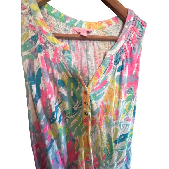 Lilly Pulitzer Essie sparkling sands Coral Reef Print Dress Sleeveless Size Smal - Picture 4 of 4